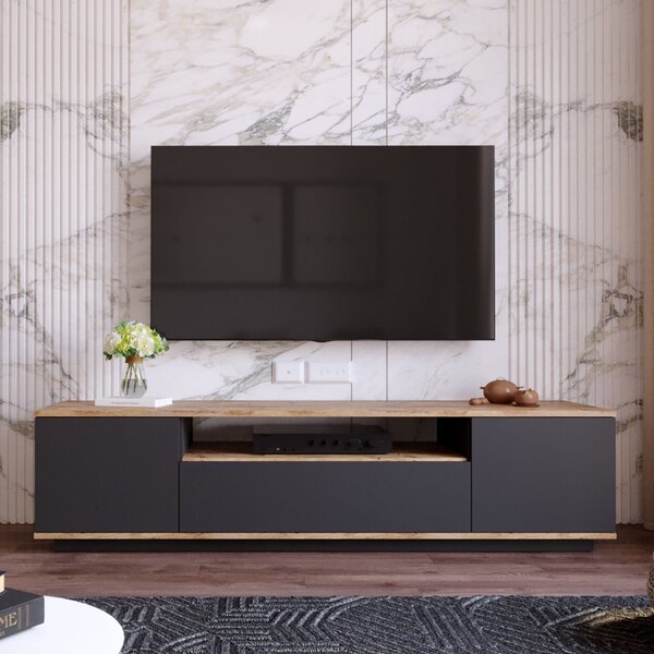 Comoda TV FR7 - AA, stejar/gri antracit, PAL melaminat, 180x45x45 cm