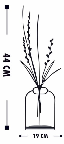 Accesoriu decorativ FLOWERPOT-3, negru, metal, 19x44 cm