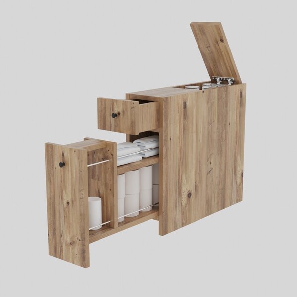 Dulap baie CALENCIA, stejar miere, PAL melaminat, cu 2 sertare, 19x60x