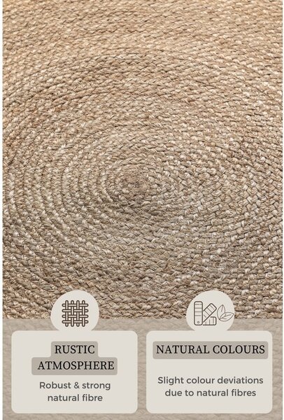 Covor grej reversibil rotund din iută ø 100 cm Braided – Hanse Home