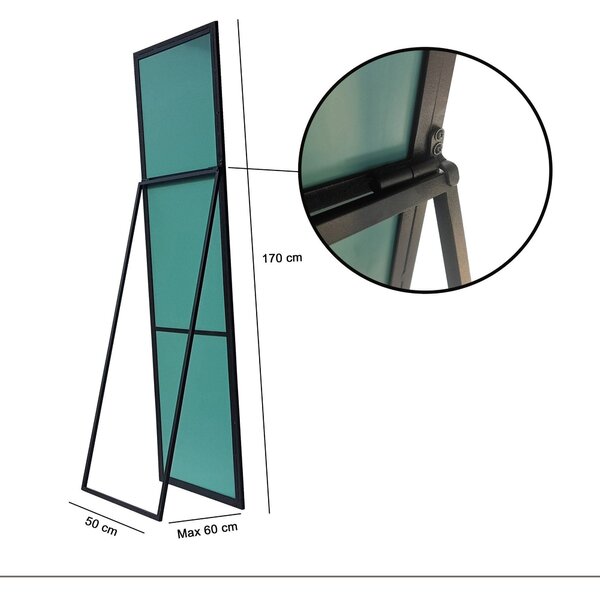 Oglinda COOL ANYA, negru, metal, 50x60x170 cm