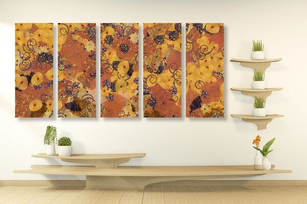 Tablou 5-piese abstract inspirat de G. Klimt