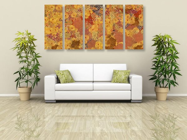 Tablou 5-piese abstract în stilul lui G. Klimt