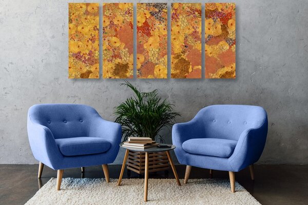 Tablou 5-piese abstract în stilul lui G. Klimt
