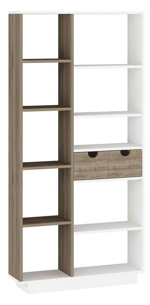 Biblioteca LUMA, stejar/alb, PAL melaminat, 80x25x189 cm