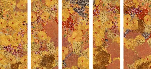 Tablou 5-piese abstract în stilul lui G. Klimt