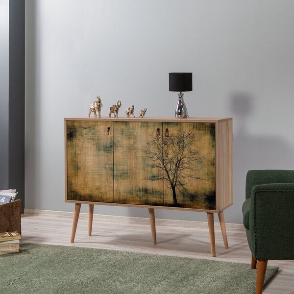 Comoda Mega, stejar sonoma, PAL melaminat, 120x36x90 cm
