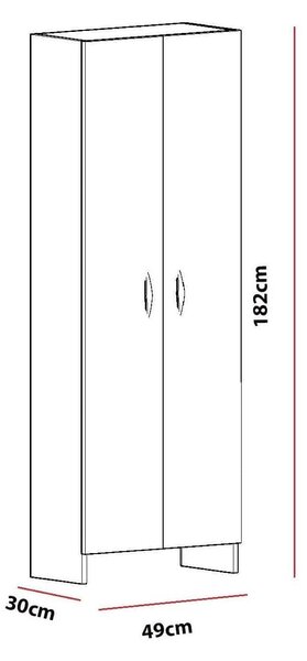 Dulap ATLANTIS, alb, PAL melaminat, cu 2 usi, 49x30x182 cm