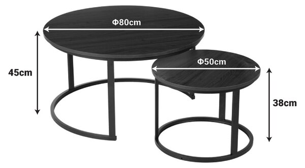 Set Masuta de cafea 2 buc Solme I Alb 80x80x45 cm