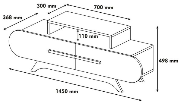 Comoda TV ROSE, nuc/alb, PAL melaminat, 145x37x50 cm
