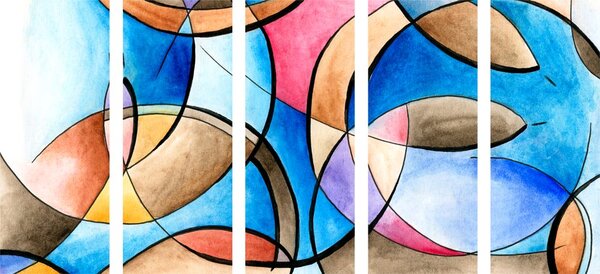 Tablou 5-piese pictură abstractă de forme