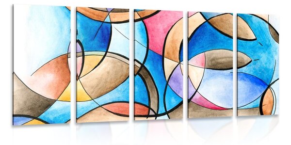 Tablou 5-piese pictură abstractă de forme