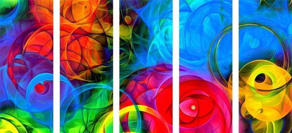 Tablou 5-piese abstract plin de culori