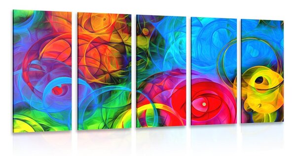 Tablou 5-piese abstract plin de culori