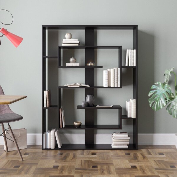 Biblioteca ESTEBAN, negru, PAL melaminat, 120x22x156 cm