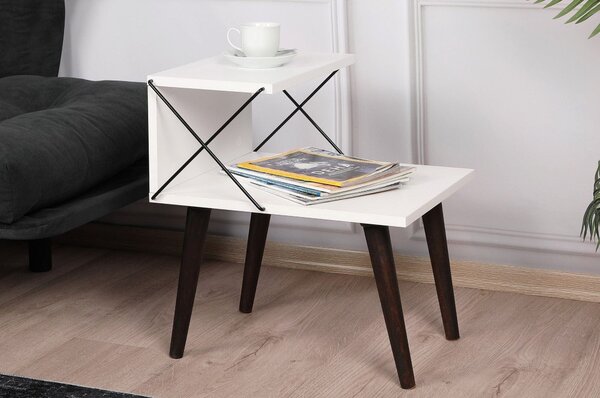 Noptiera Cross, alb/negru, PAL melaminat, 50x40x55 cm