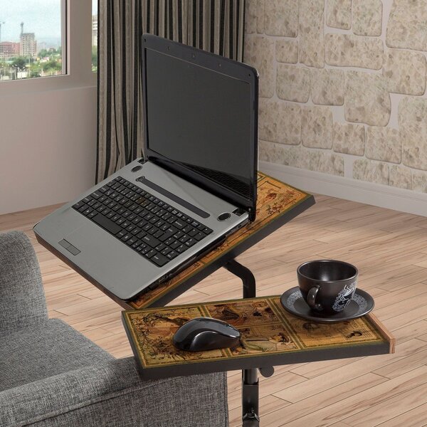 Birou pentru laptop GLEN 732, nuc/negru, PAL melaminat/metal, 67x46x87