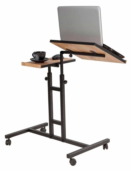 Birou pentru laptop GLEN 732, nuc/negru, PAL melaminat/metal, 67x46x87