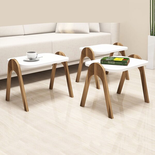 Set 3 masute PARIS, alb/nuc, PAL melaminat, 49x36x42 cm
