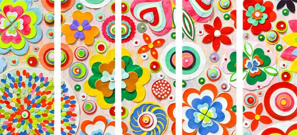 Tablou 5-piese abstract de flori