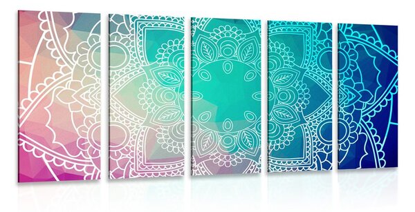 Tablou 5-piese Mandala pastelată