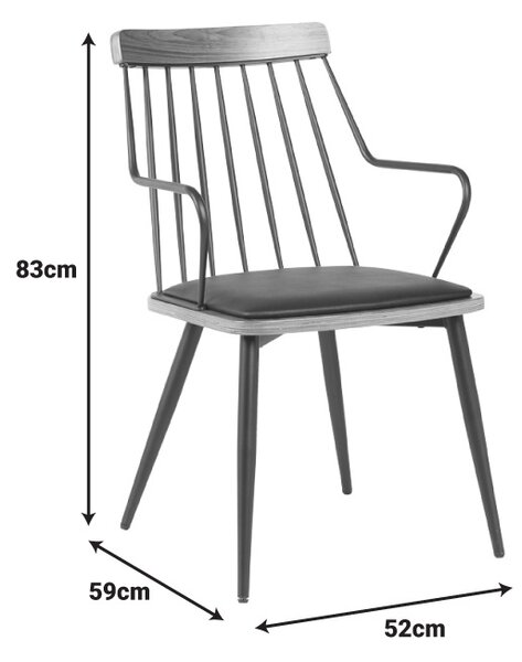 Scaun cu brate Posse Negru 52x59x83 cm