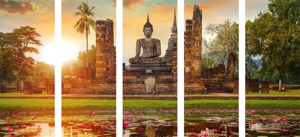Tablou 5-piese statuia Buddha în parcul Sukhothai