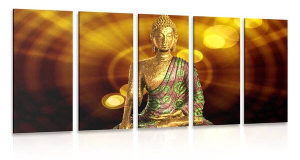 Tablou 5-piese statuie Buddha cu fundal abstract