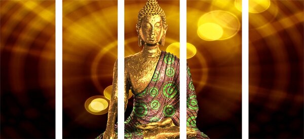 Tablou 5-piese statuie Buddha cu fundal abstract