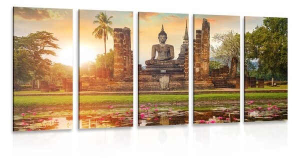 Tablou 5-piese statuia Buddha în parcul Sukhothai