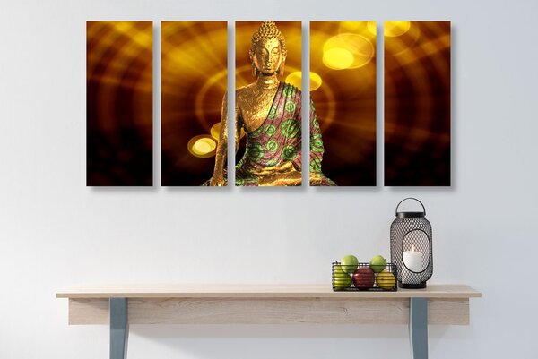Tablou 5-piese statuie Buddha cu fundal abstract