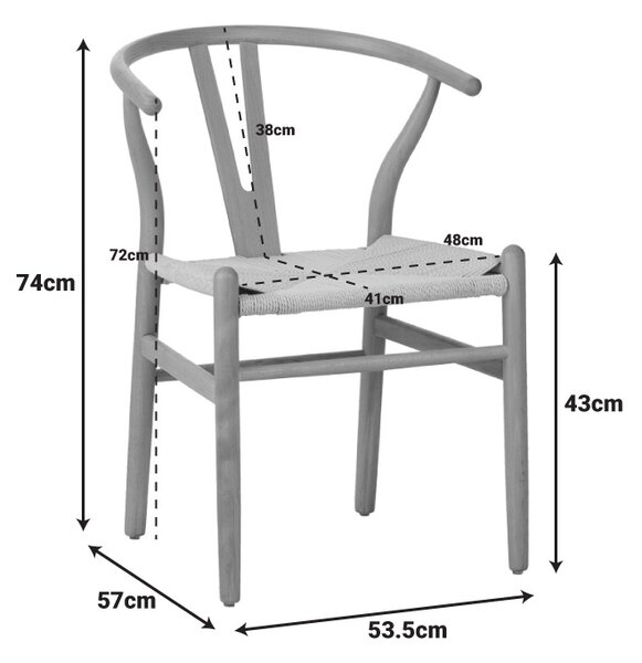 Scaun Wishbone Negru 53.5x57x74 cm