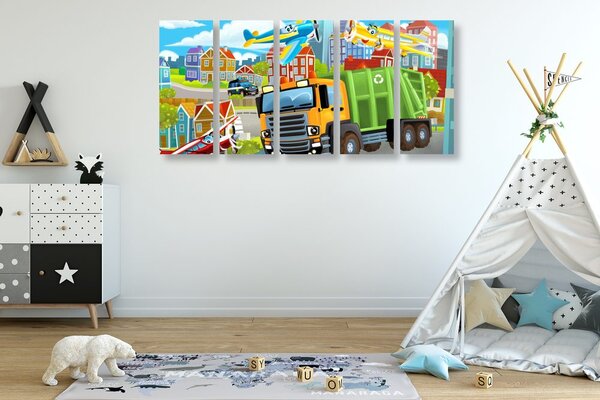 Tablou 5-piese trenuleț în oraș
