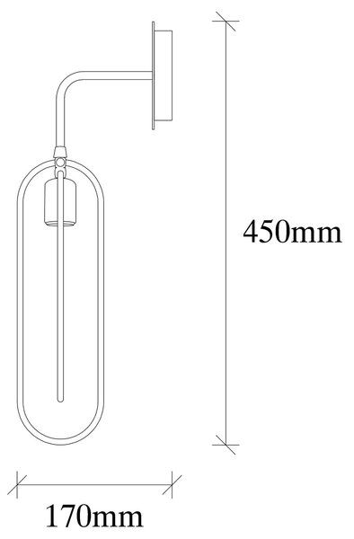 Lampa perete CERCO 3151, negru/auriu, metal, 14x17x45 cm