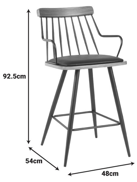 Scaun de bar Posse Negru 48x54x92.5 cm