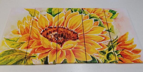 Tablou 5-piese floarea-soarelui frumoasă