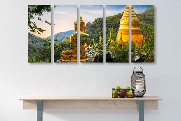 Tablou 5-piese vedere la Buddha de aur