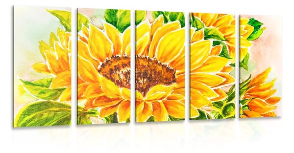 Tablou 5-piese floarea-soarelui frumoasă
