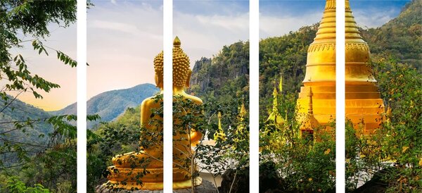 Tablou 5-piese vedere la Buddha de aur