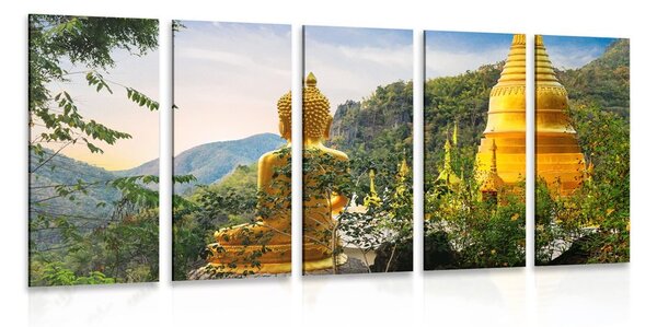 Tablou 5-piese vedere la Buddha de aur
