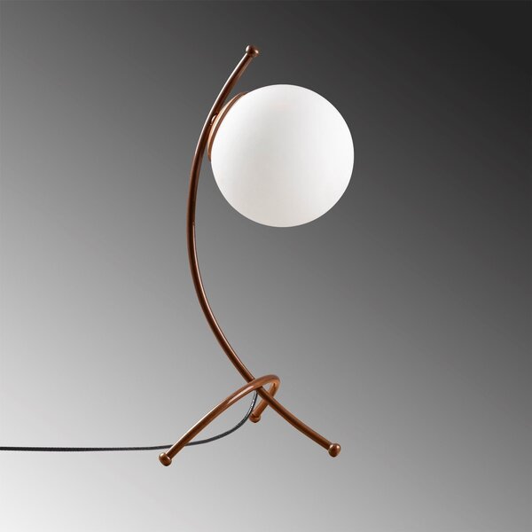 Veioza YAY 5013, alb/cupru, sticla/metal, 23x18x43 cm