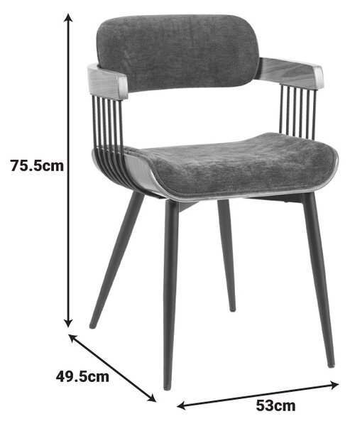 Scaun cu brate Cameo Gri inchis 53x49.5x75.5 cm