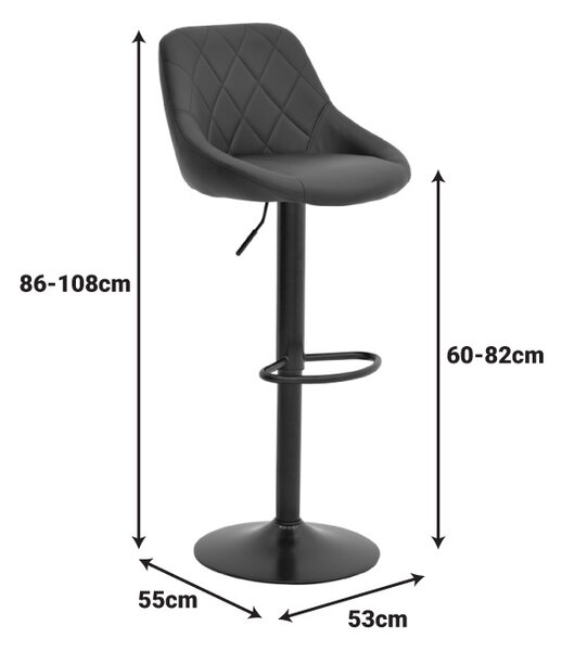 Scaun de bar ajustabil Boronez Negru 47x49x112 cm