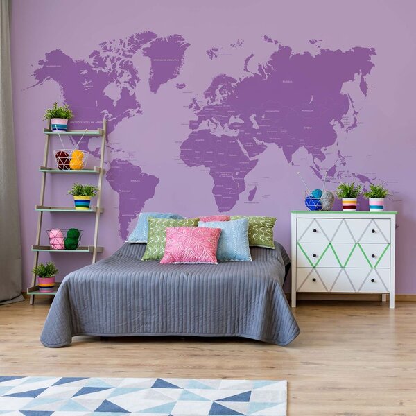 Modern World Map Purple