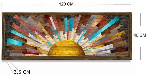 Tablou TAH021, multicolor, lemn, 40x120 cm