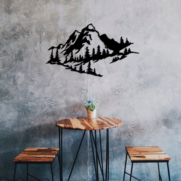 Decoratiune perete MOUNTAIN 2, negru, metal, 70x40 cm