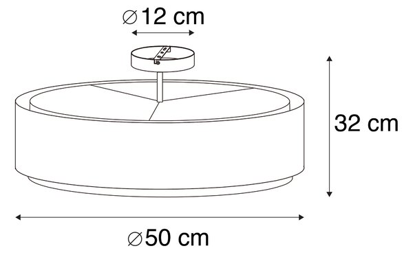 Plafoniera inteligentă neagră cu alb 50 cm incl. 3 Wifi A60 - Drum Duo