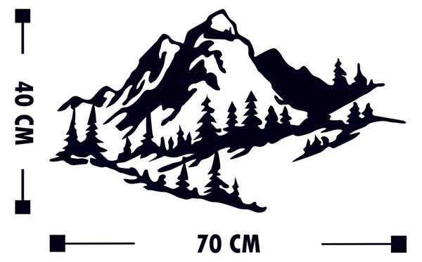 Decoratiune perete MOUNTAIN 2, negru, metal, 70x40 cm