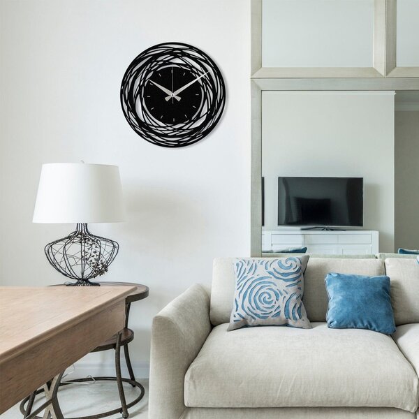 Ceas de perete Enzoclock S022, metal, negru, 48 x 48 cm