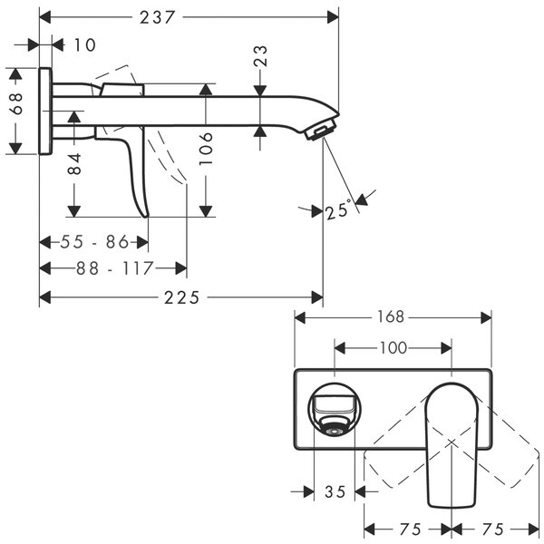 Hansgrohe Metris baterie lavoar ascuns crom 31086000